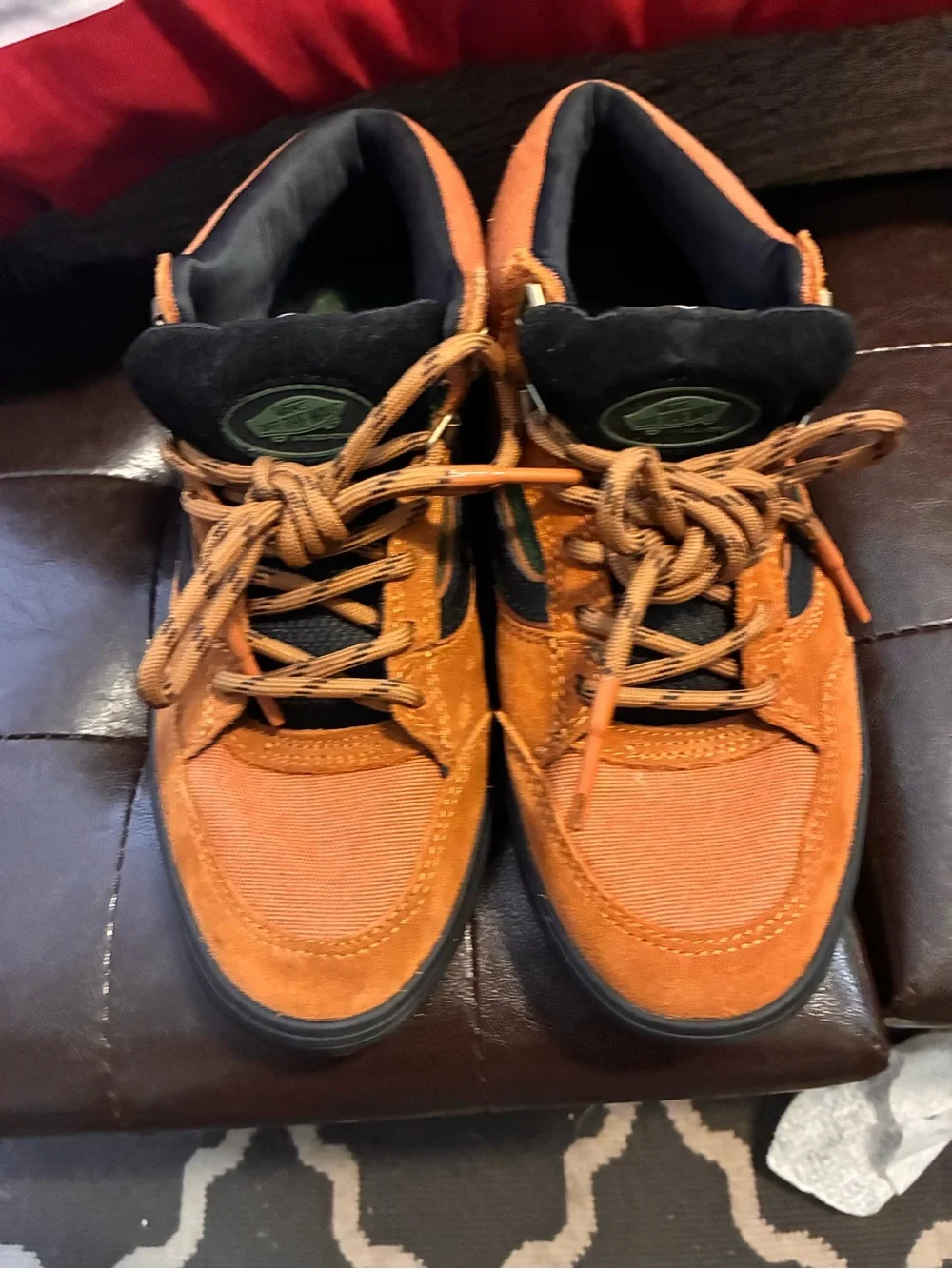 Men's Orange Suede Casual Sneakers - Unbranded